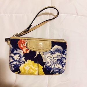 Coach Blue Floral Wristlet